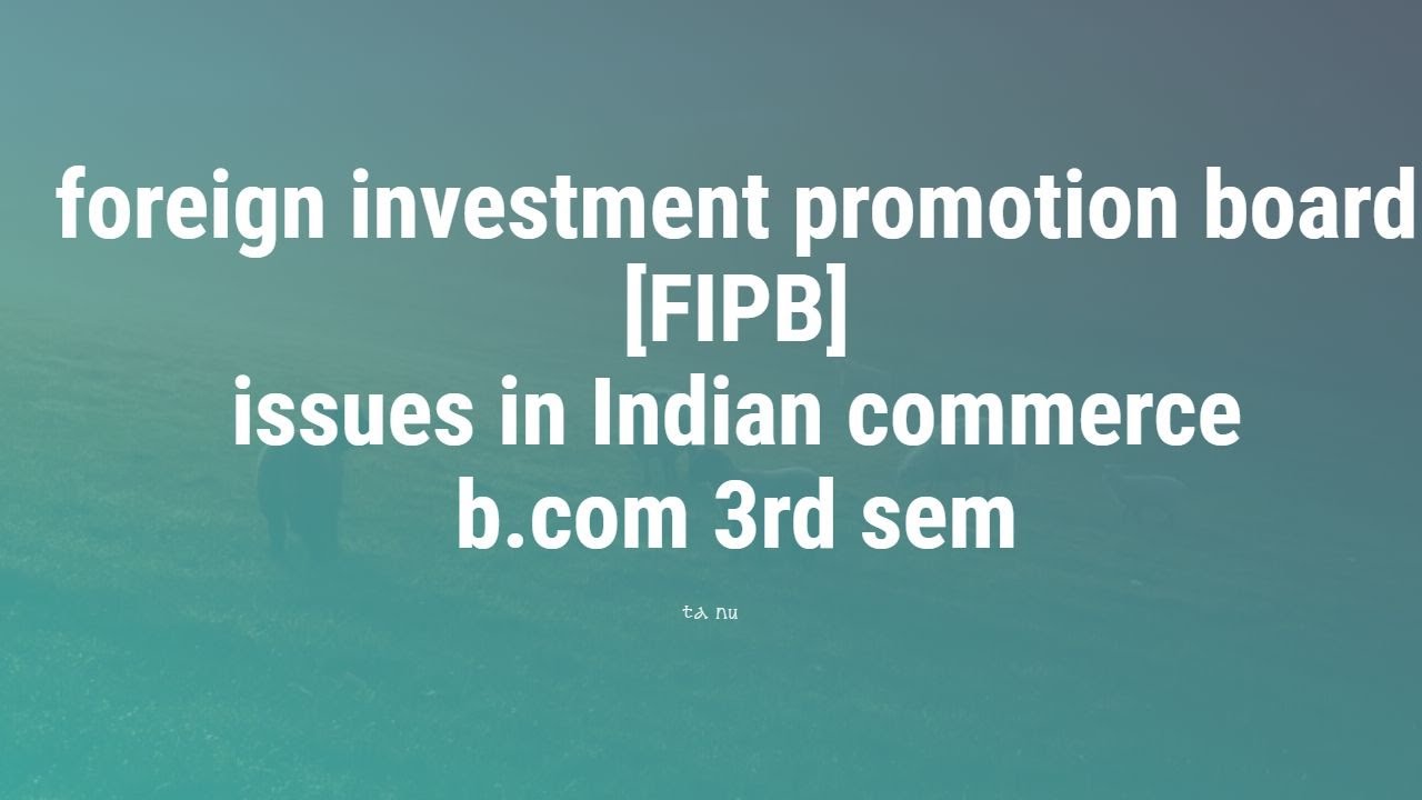 foreign investment promotion board /issues in Indian commerce - YouTube