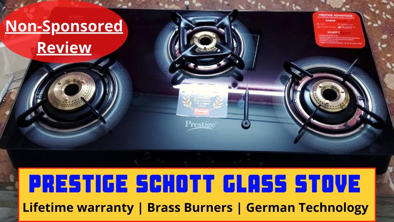*NEW Prestige Royale Plus Schott Glass 3 Burner Gas Stove Lifetime