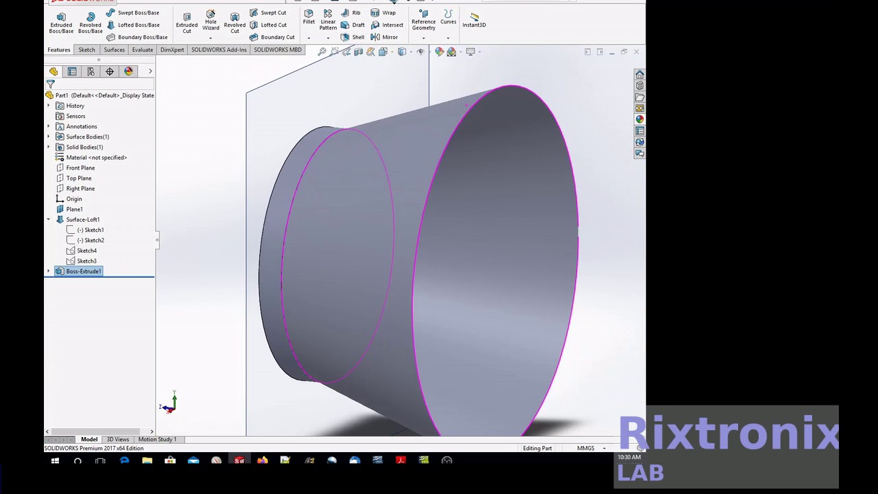 Tutorial designing bowl v1 4 with surface loft sketch extrude combine ...