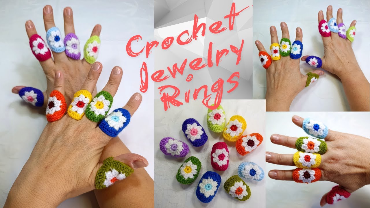 HOW TO CROCHET A JEWELRY RING WITH A CROCHET DAISY FLOWER MOTIF | CROCHET JEWELRY RING EASY PATTERN