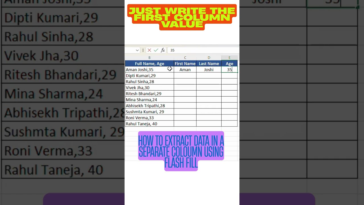 Extract Data In Excel Using Flash Fill Power Of Quick Easy Exceltips