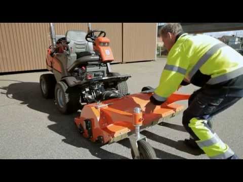 Learn how to attach a flail mower to a Husqvarna P 525D Front Mower
