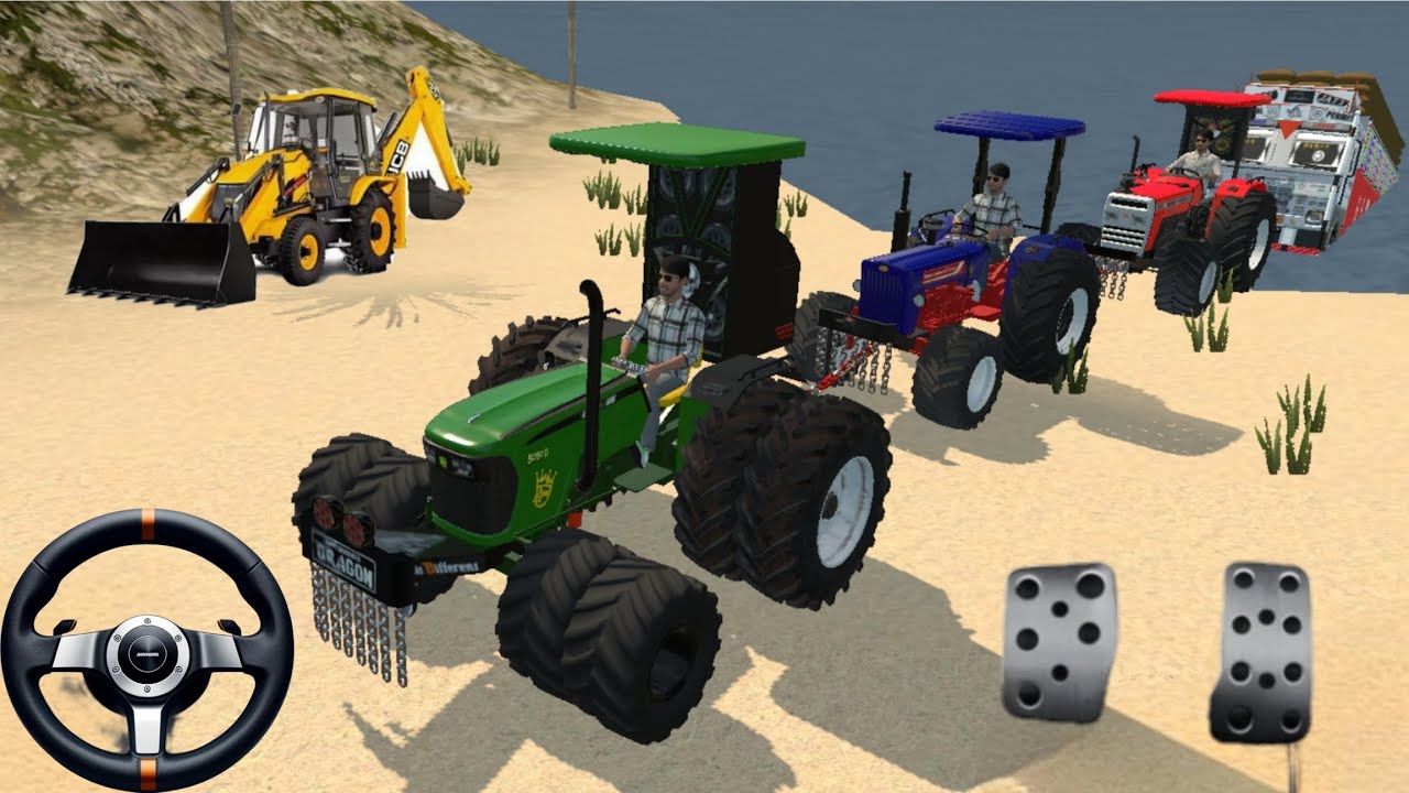 💯Indian truck stuck in sea and tractors rescue the bori Truck from🥰❤️#tractor #dj #truck