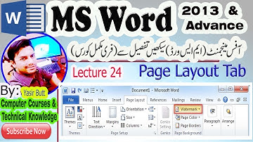 Lecture 24:Page layout Tab with detail | MS Word2013 Complete Course