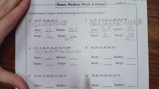 Mean, Median, Mode, and Range Worksheet