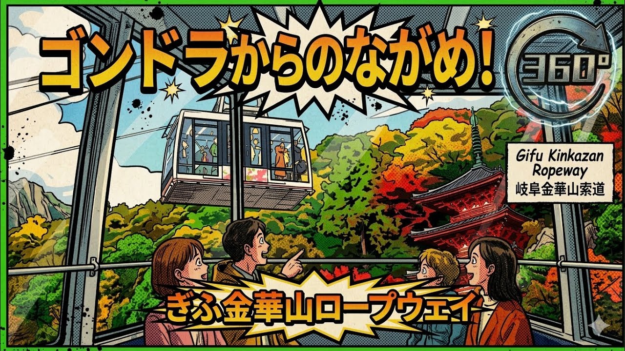 [360° VR 5.6K] ぎふ金華山ロープウェイ ゴンドラからの景色