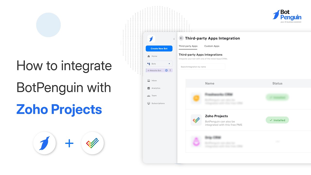 How to integrate BotPenguin Chatbot with ZOHO Projects? | BotPenguin ...