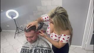 Hot Barberette Cutting Hair