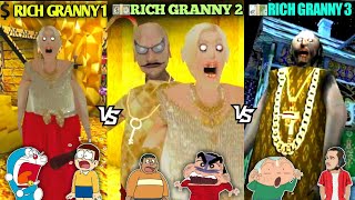Horror Rich Granny 1 Vs Millionaire Granny 2 Vs Rich Granny 3 With Doraemon Nobita Gian & Friends screenshot 3
