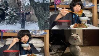 【冬の日のゆるい一日】雪で遊んでピーマンの肉詰めを食らう夜