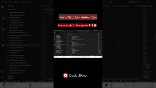 Beautiful Hero Section Animation using HTML CSS 😍 | Web Dev Shorts Code Sikho with AJ