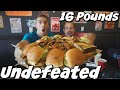 16lb Undefeated Burger Challenge w/ Fried Pickles, Wings & 4 Milkshakes! Man Vs Food | NYC