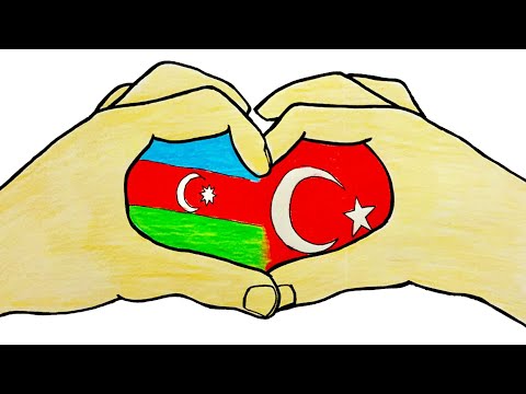 AZERBAYCAN VE TÜRKİYE KARDEŞLİĞİ ÇİZİMİ - ÇİZİM MEKTEBİ ÇİZİMLERİ