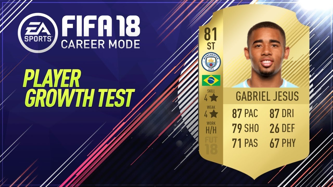 Fifa 18 Gabriel Jesus Growth Test Gameplay Youtube
