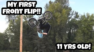 My First FRONT FLIP! LANDED! @CaidenBMX