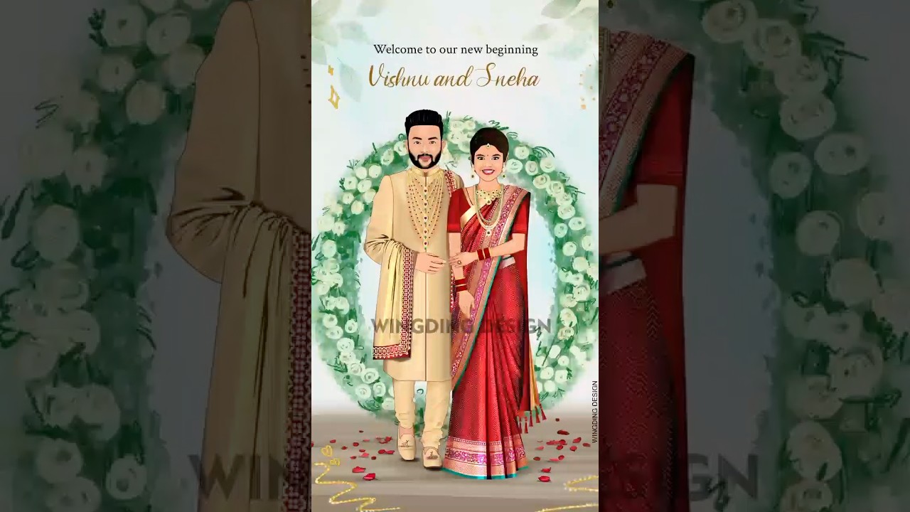 Elegant Watercolor South Indian Wedding Invitation Video