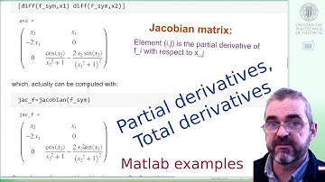 jacobian, partial derivatives and chain rule, total derivatives (Symbolic toolbox, Matlab)