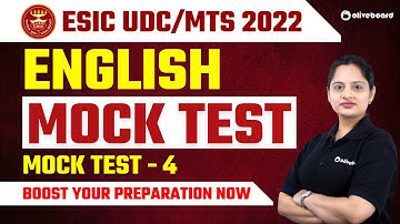 ESIC UDC/MTS 2022 || ESIC English Mock Test - 4 || ESIC Mock Test 2022 || Harshita Ma