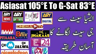 Asiasat 7 to G sat 30 83e dish antenna setting and channel list 105e to 83e Asiasat to Insat 4 83E