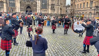 Warm Up for Dunfermline District Pipes and Drums at Tartan Parade Scotland, Edinburgh 