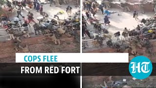 Delhi violence: Cops jump off wall to escape protestors at Red Fort