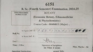 B.Sc 4th Semester Botany PYQ 2024-25 | MCQ Answer Key | All UP University |UG University