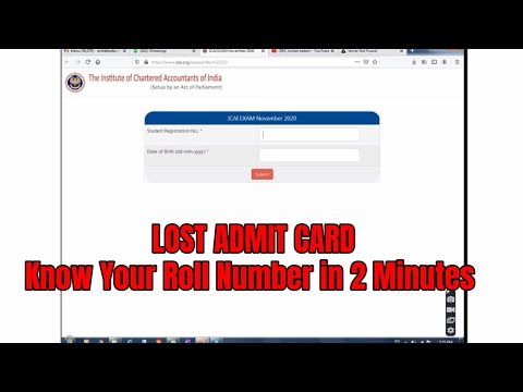 Lost CA Exam Admit Card . Dont Worry . know your Roll no in 2 min