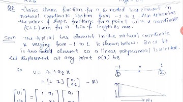 Shape Function Derivation for 1D Bar Element in Natural Coordinate, Problem 2