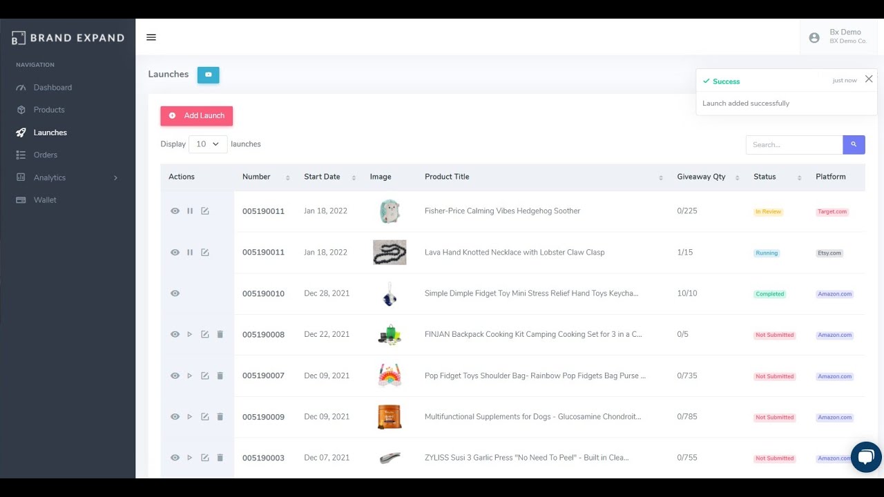 Brand Expand - Add Launch