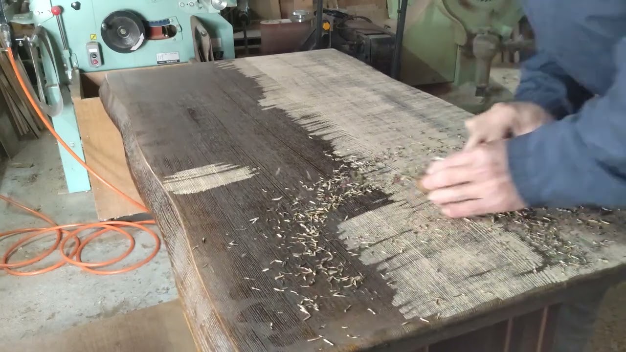 【家具修理】天板を平滑にする為の『鉋横削り』@mokkoubou