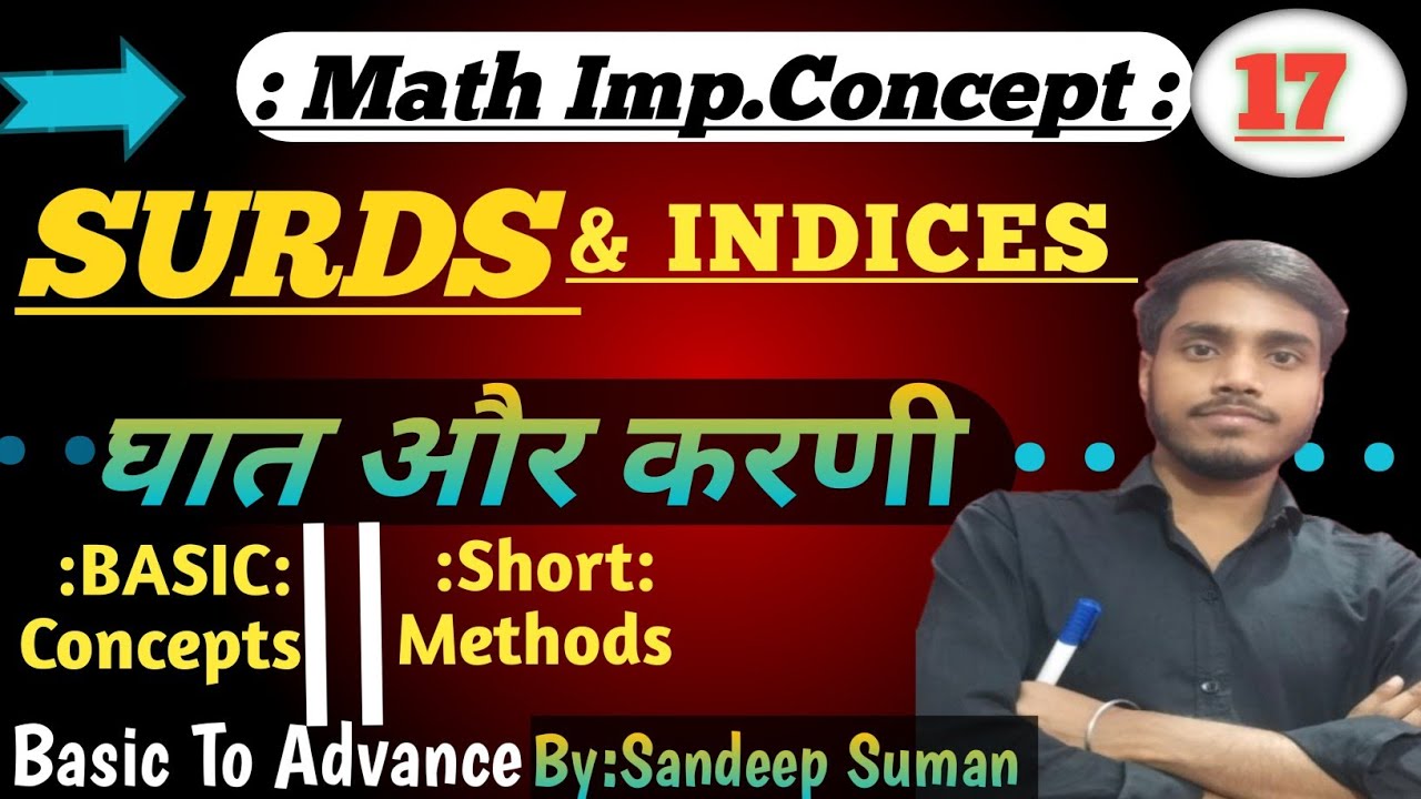 Sudas Math 🔴Surds and Indices (घातांक एवं करणी) ||2026|| Concept & Question? -By ...