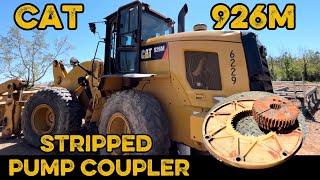 Caterpillar 926M hydraulic pump coupler replacement.