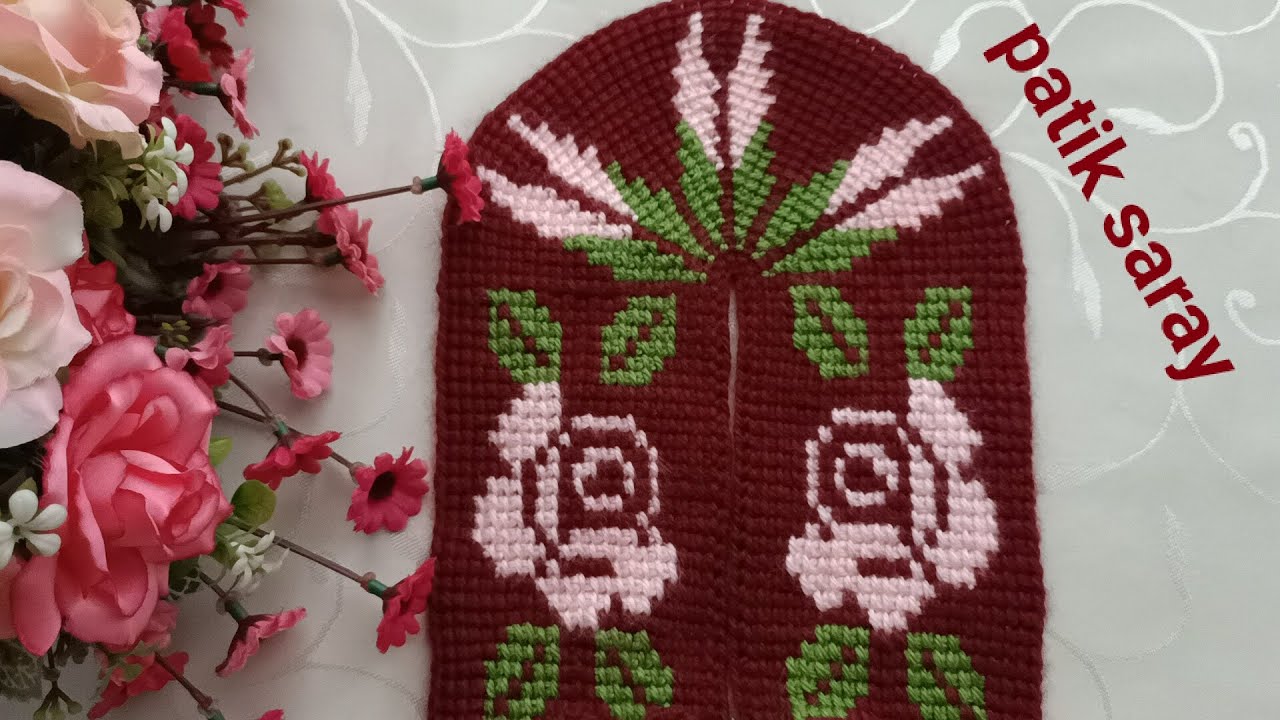 Gül çiçekli tunus işi patik modeli (part/1)  #tunusişi #patik