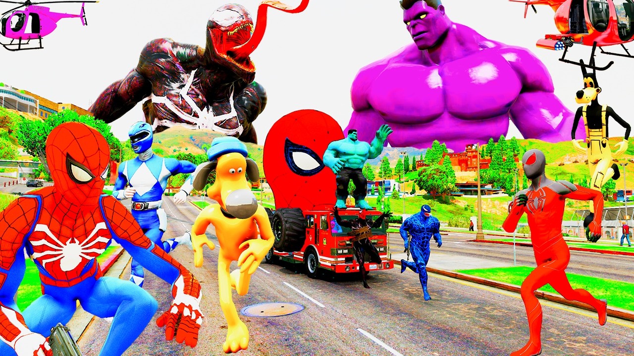 Giải Cứu Siêu Nhân Người Nhện Chạy Xe Ô Tô Cứu Hỏa! Siêu Anh Hùng VS Spiderman Avenger Car Superhero