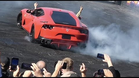DONUTS in the GINTANI Ferrari 812 Superfast - SEMA 2022 HOONIGAN BURNYARD