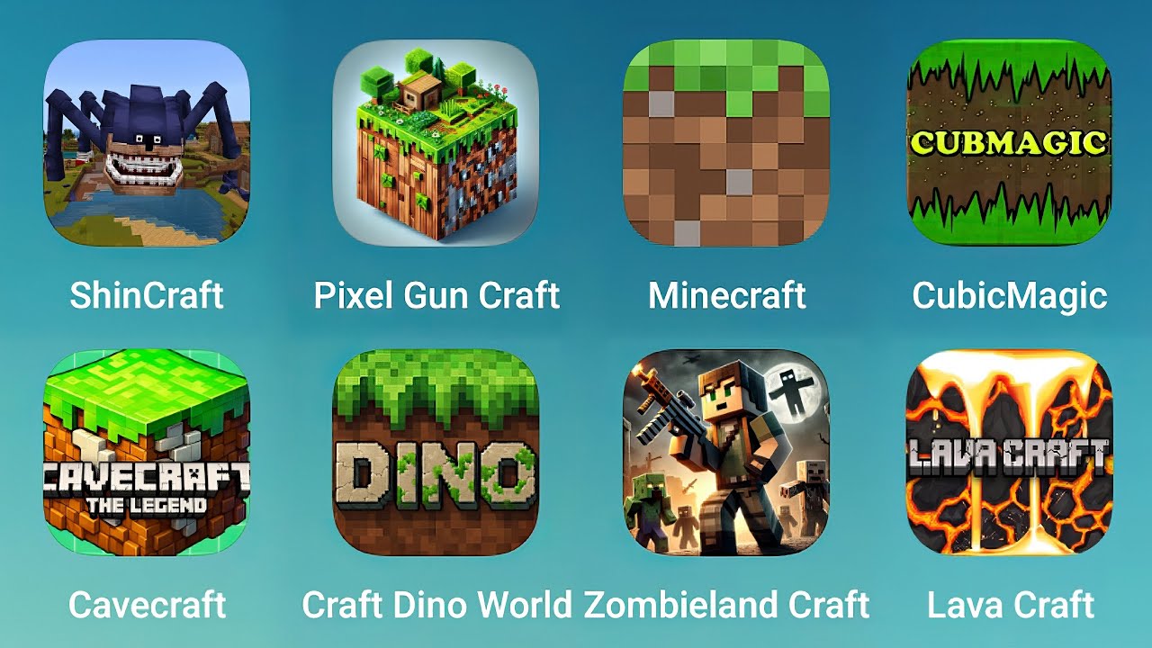 ShinCraft, Pixel Gun Craft, Minecraft, CubicMagic, Cavecraft, Craft Dino World, Zombieland Craft