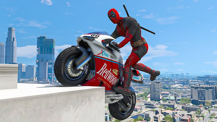 GTA5 Deadpool Mod Gameplay - GTA5 Deadpool Motorcycle Stunt (Euphoria Physics Showcase)