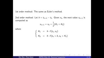 ch9 5. Runge-Kutta Methods. Euler step and Heun step. Wen Shen