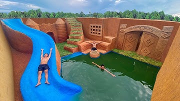 250 Days Built Underground Temple Tunnel House and Water Slide Swimming Pool