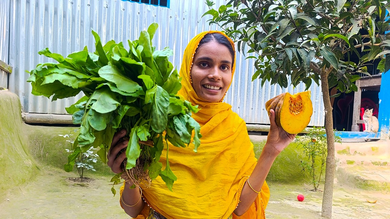 ৬ষ্ঠতম রোজার জন্য মিষ্টিকুমড়া রান্না সাথে পালং শাক ও নদীর তাজা মাছ রান্না । Ramadan Cooking ।