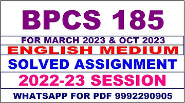 bpcs 185 solved assignment 2022-23 in english | bpcs 185 solved assignment 2022-23 | bpcs 185 2023