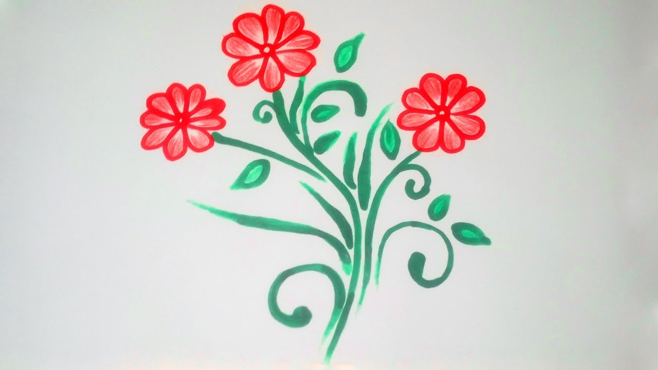 How To Draw A Flower Coloring Pencil Drawing Simple Flower Designs