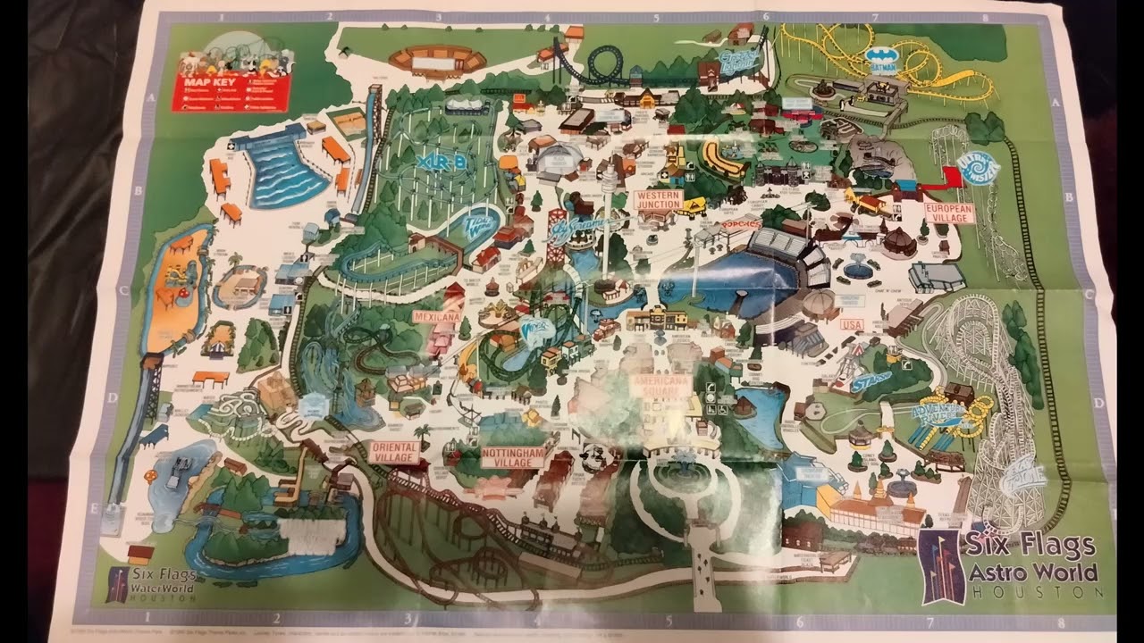 Six Flags Astroworld Park Map AMUSEMENT PARK BROCHURE