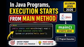 143. In Java programs, execution starts from main method (Selenium Java 2026)
