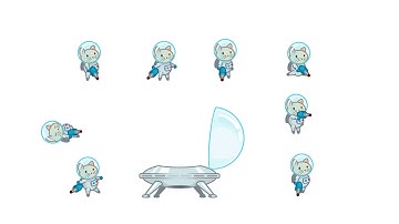 Space cat game asset. Animation character, enemies