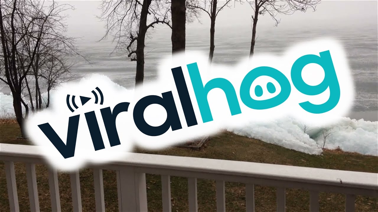 Strong Winds Pushing Ice off Mille Lacs Lake onto West Shore || ViralHog