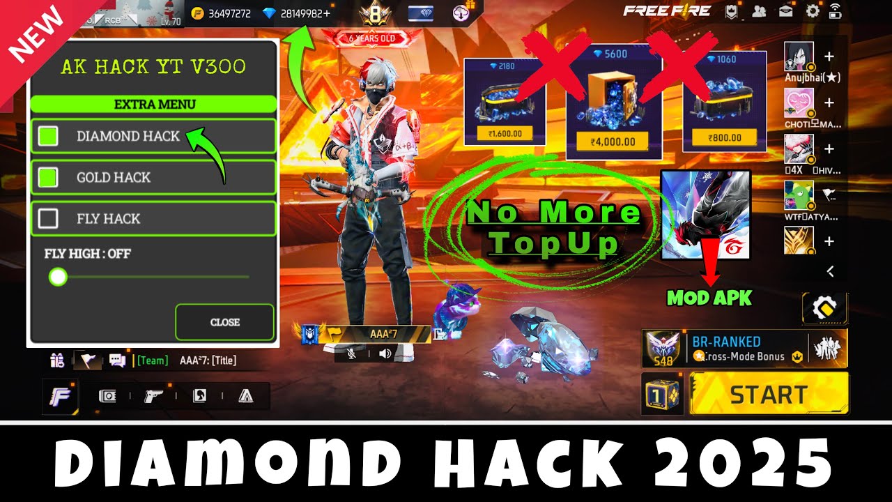 FREE FIRE DIAMOND HACK 2025 FF NEW MOD MENU APK