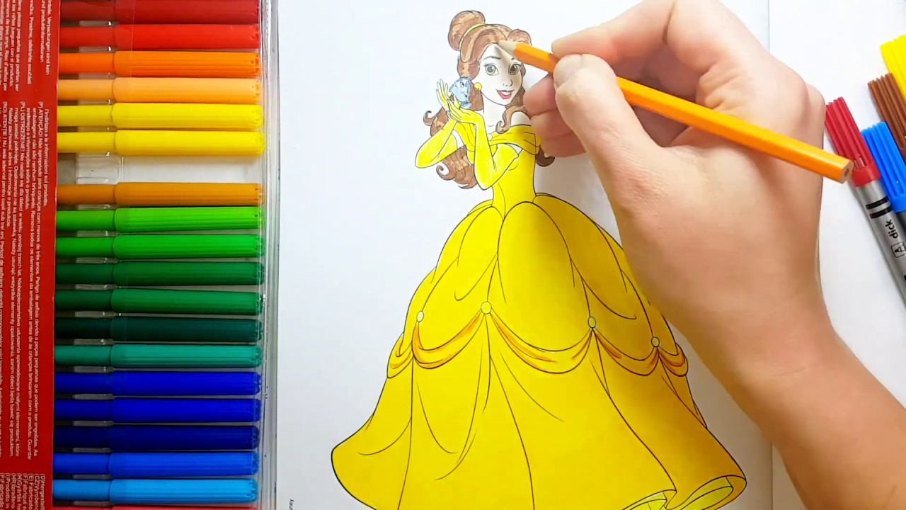 Coloring Princess Belle In Beauty And The Beast لون معنا الاميرة