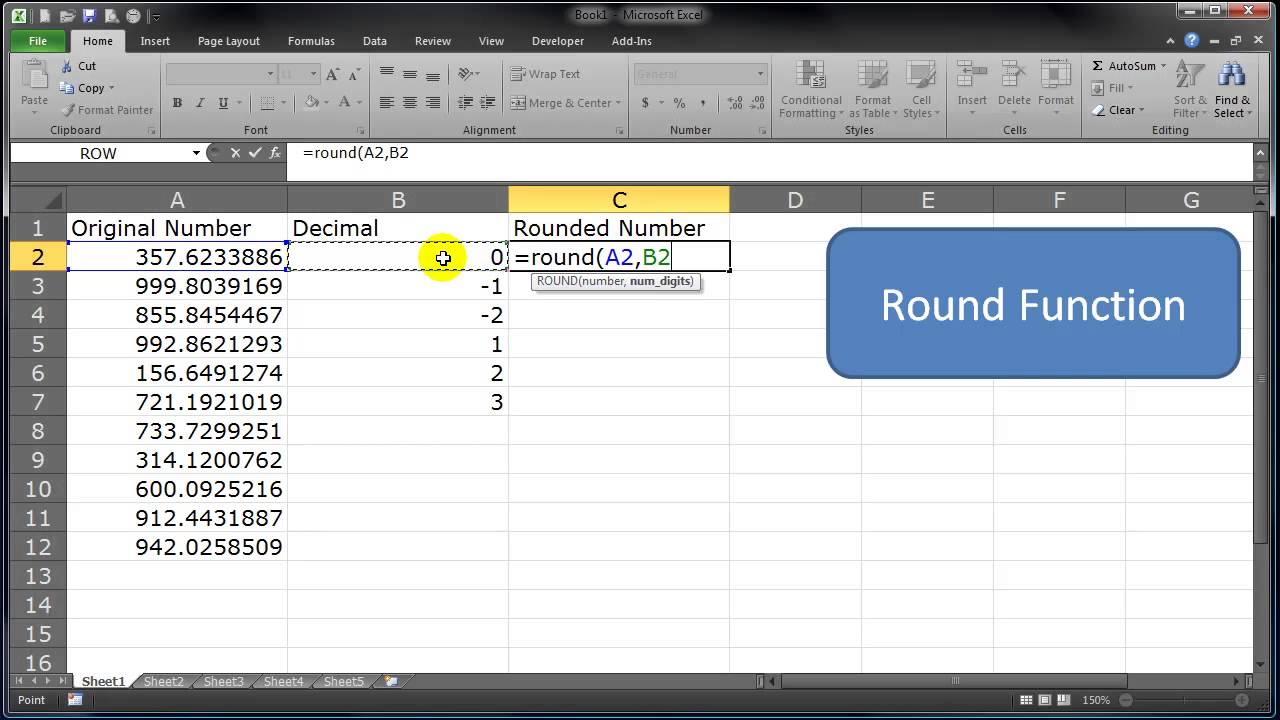 Using the Round Function in Excel - YouTube