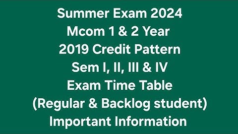 #Sppu - Summer Exam 2024 - Mcom 1 & 2 - 2019 Pattern - Exam Time Table - Important Update
